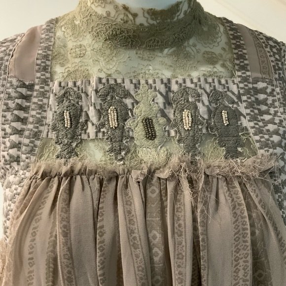 Free People Dress Tan Penny Georgette Babylon Mini XS - Picture 4 of 10